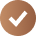Approved check symbol on brown circle